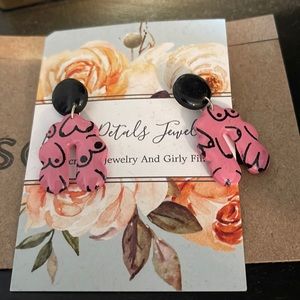 COPY - Pink and black boob earrings